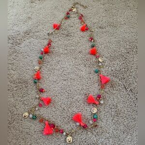 Vibrant Tassel Necklace with Gold Accents